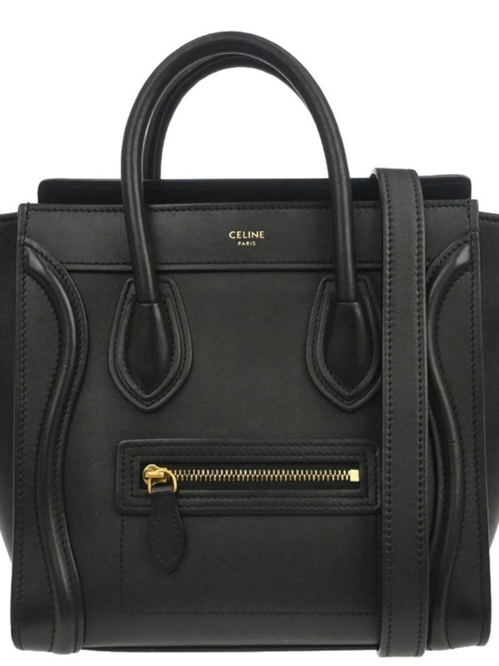 Celine Black Leather Nano Luggage Tote Bag S-AT